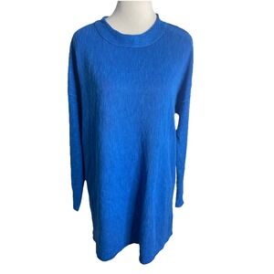 Eileen Fisher Cobalt Blue Organic‎ Linen Cotton Slub Tunic Sweater Size Large